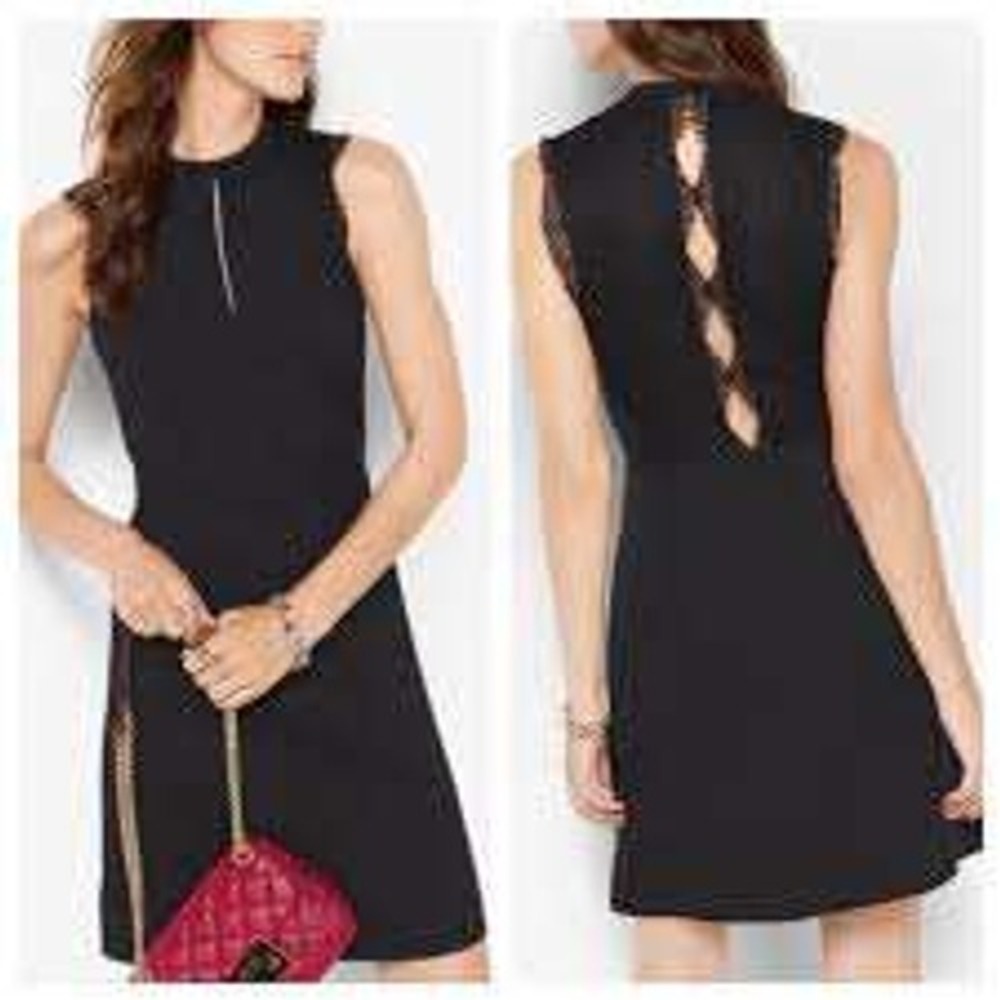Michael Kors Black Lace Overlay Sleeveless Cocktail Dress